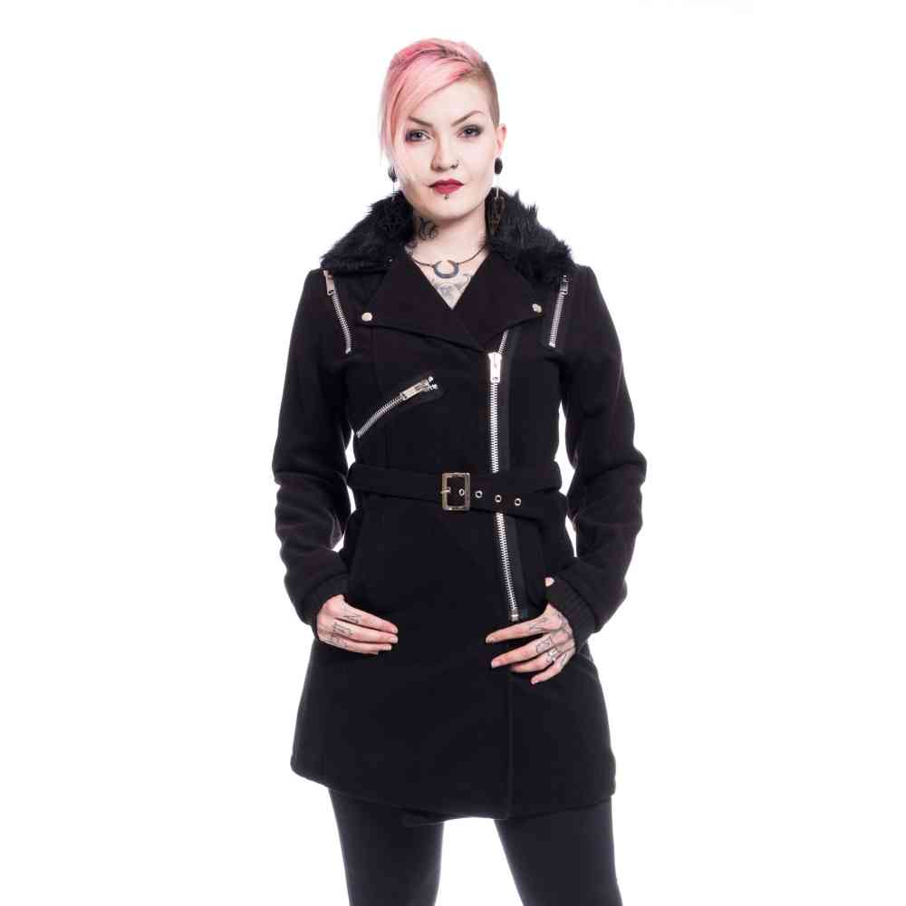 New moon dames winter jas met capuchon zwart Gothic metal emo XL Vixxsin New moon dames winter jas met capuchon zwart Gothic metal emo XL Vixxsin